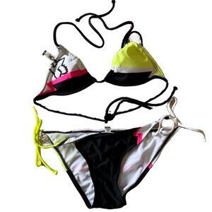 Fox Racing String Bikini Bathing Suit Swimsuit Neon Colors Size Small